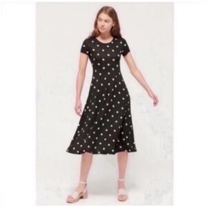UO Darby Polka Dot Short Sleeve Midi Dress